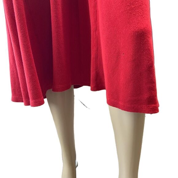 Lauren Ralph Lauren Red Cotton V-Neck Button Academia Midi Flare Dress Small - Picture 4 of 17